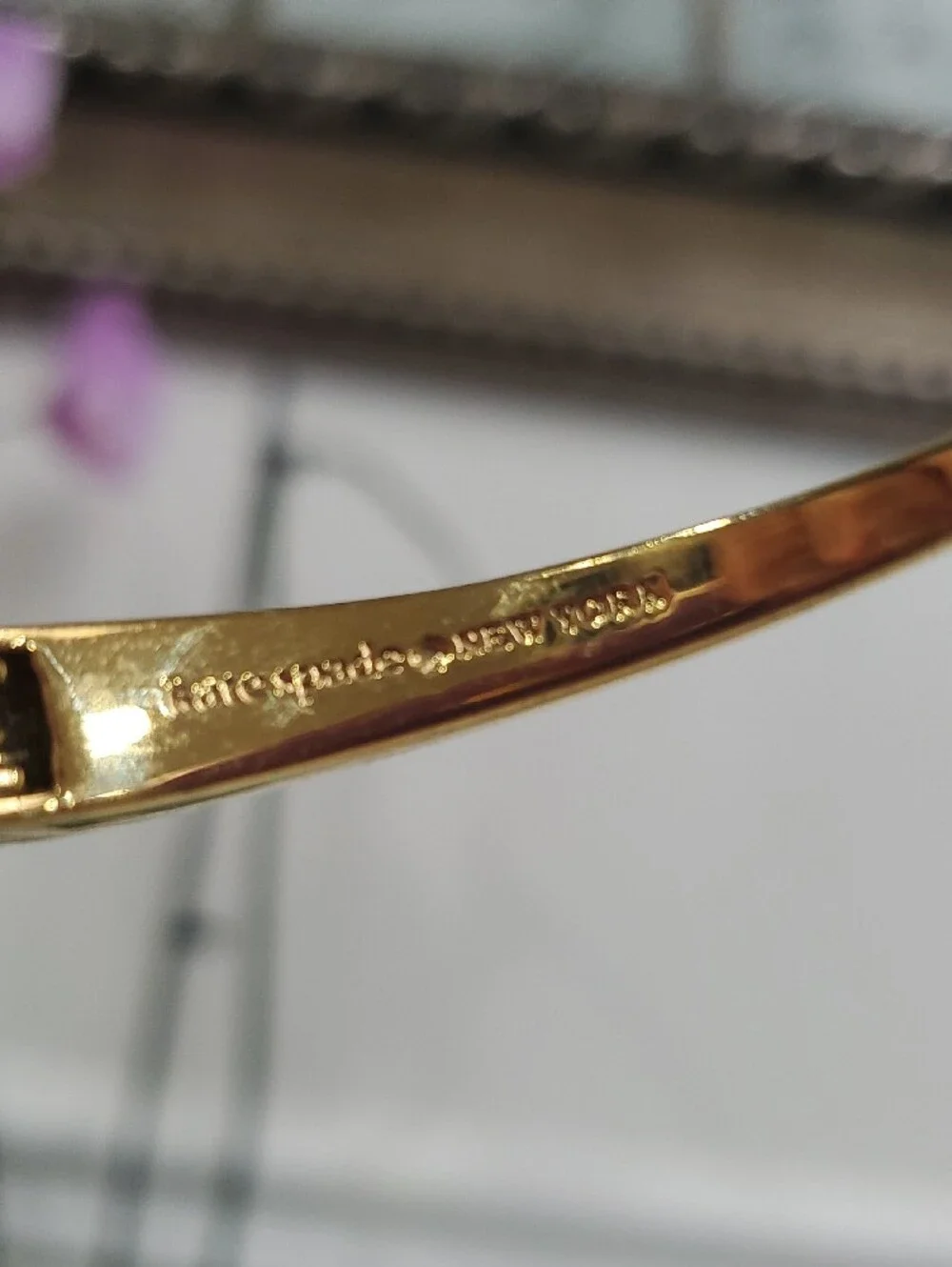 kate spade Gold-Tone Open Cuff Bracelet with Purple Spade and Crystal - Picture 7 of 16